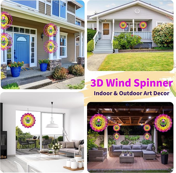 Wind Spinners Outdoor, 12 Inch Metal Wind Spinner Yard Art, Colorful Windmill for Yard and Garden Lawn Patio Farmhouse Decor (Butterfly)