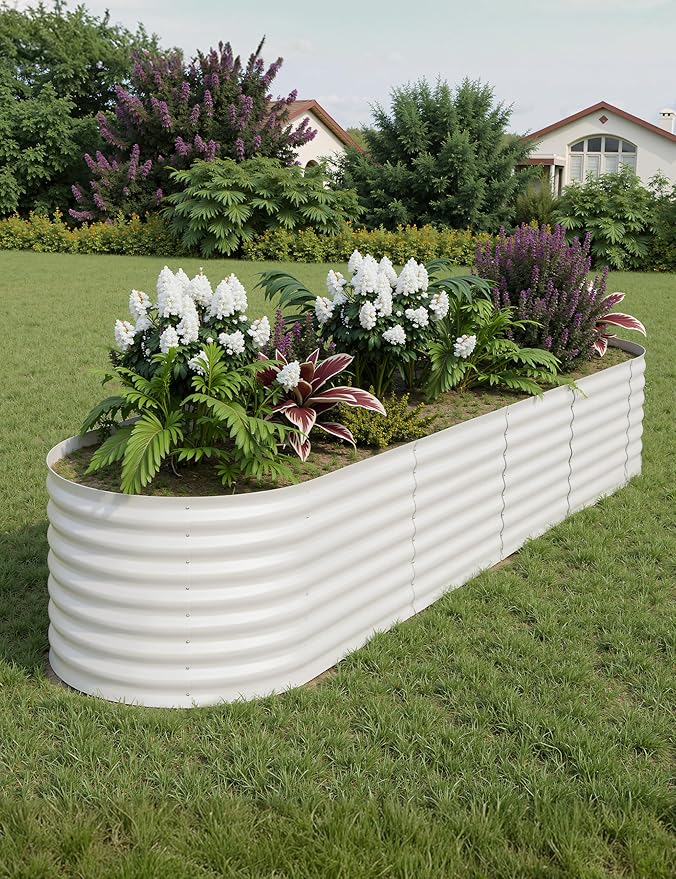 Hipicute 8x2x2ft Raised Garden Bed,Galvanized Raised Planter Boxes Outdoor with Easy Assembly, Large Garden Bed for Vegetables, Fruits, Flower,Raised Garden Bed,Beige