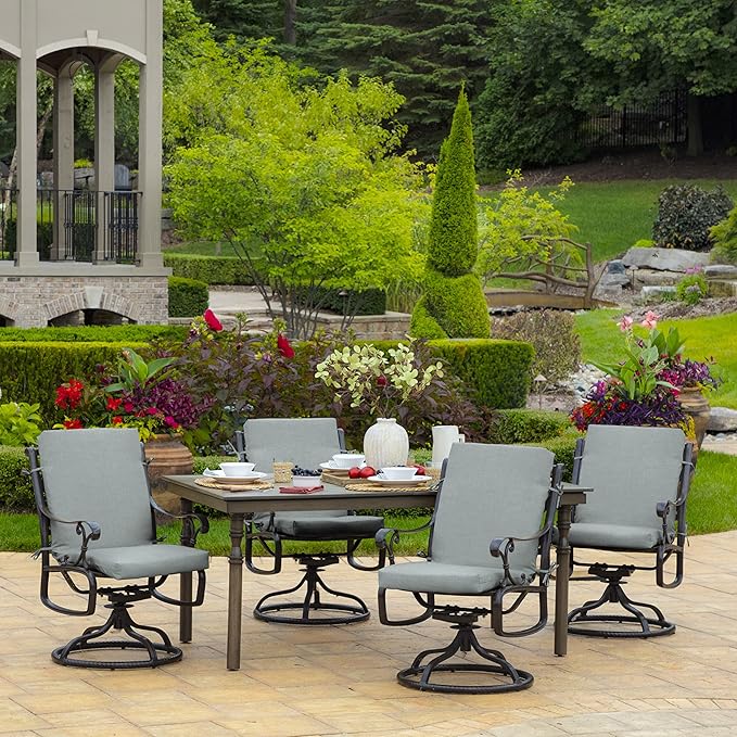Arden 4-Pack Outdoor Patio Dining Chair Cushion, 20x44, Rain-Proof Seat Pad, Fade-Resistant Outdoor Cushion Stone Grey Leala