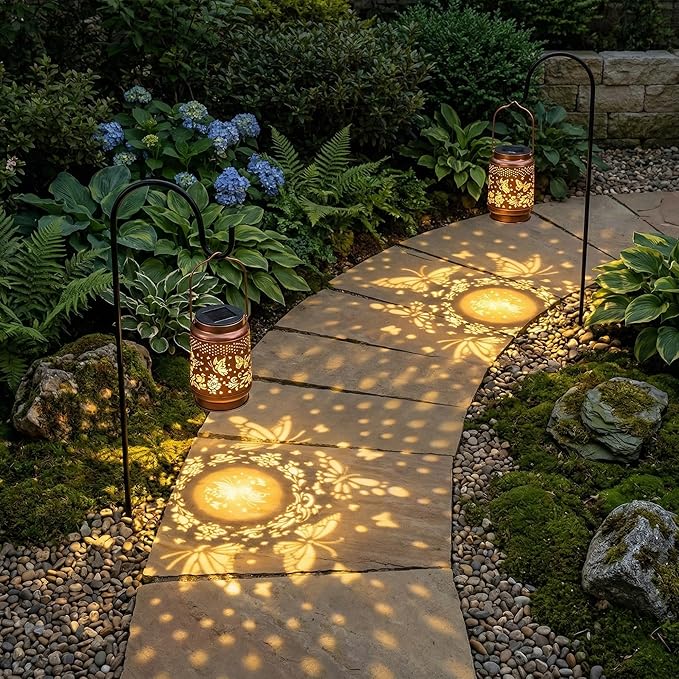 Solar Lanterns Outdoor Waterproof, Butterfly Birthday Gifts for Women Mom Grandma, Garden Hanging Solar Lantern Lights for Patio