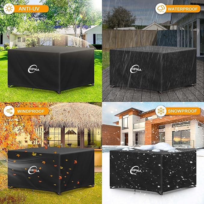 Kipiea Outdoor Furniture Covers Waterproof, 420D Heavy-Duty Patio Furniture Set Covers, No Tears Anti UV No Fading (45" L×45" W×28" H)