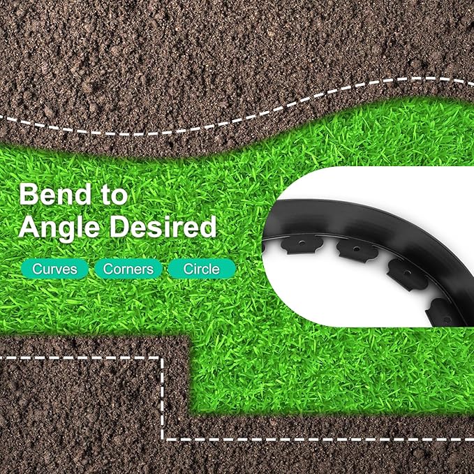 3 Inch x 40FT Garden Edging Kit with 40 Spikes for Landscaping, Plastic Lawn Edging Border for Flower Beds, Tree Rings, Pathways, Black