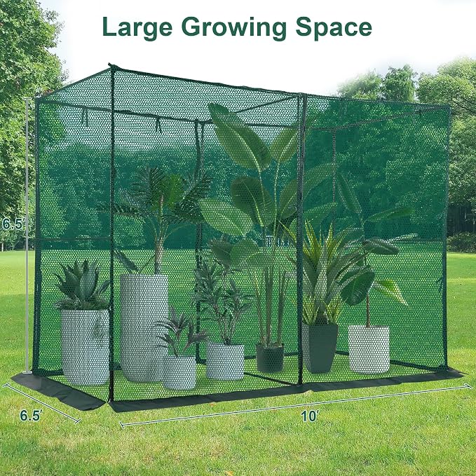 Crop Cage Plant Protection Tent 6.5 x 10 x 6.5 Ft, Large Grid & Protect Plants from Birds and Small Animals, Garden Cages with Storage Bag Suitable for Garden Patio Lawn