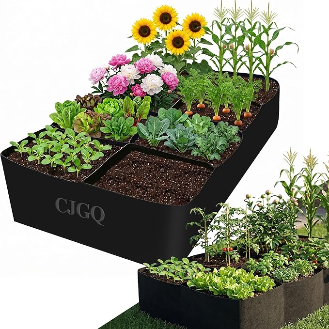 CJGQ Fabric Raised Garden Bed 6x3x1ft Garden Grow Bed Bags for Growing Herbs, Flowers and Vegetables 128 Gallon