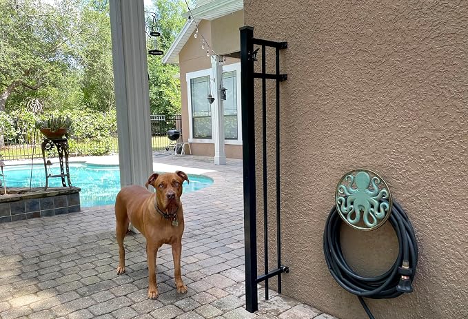 Zeckos Verdigris Octopus Garden Hose Hanger - Cast Iron Decorative Wall-Mounted Holder - 12-Inch Diameter - Stylish Outdoor Decor for 75–100 ft Capacity
