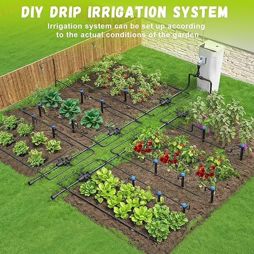 Drip Irrigation Kit Automatic Watering System 115FT Misting Sprinkler DIY Devices with 1/4" & 1/2" Tubing Hose, Adjustable Nozzle Emitters, Quick Connectors for Greenhouse, Garden, Patio