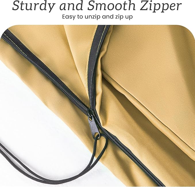 Patio Umbrella Cover Waterproof UV Resistant Outdoor Cantilever Umbrella Covers with Zipper and Rod, Khaki