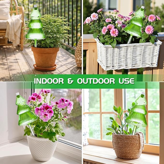 12 oz Large Plant Watering Globes, Glass Self Watering Globes, Unique Christmas Tree Self Watering Planter Insert, Vacation Plant Watering Devices, Automatic Watering Bulbs (Large-2 Pack)