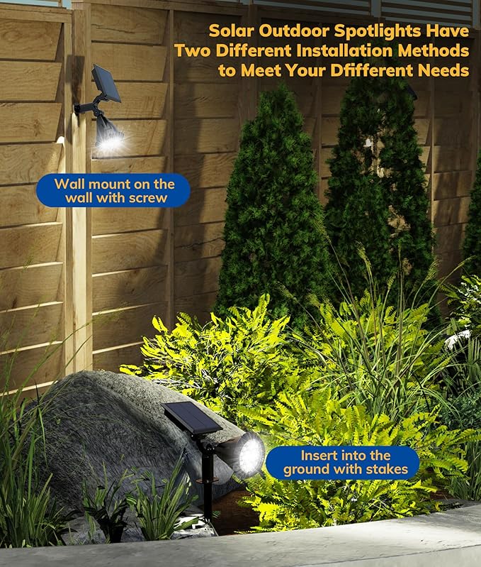 NBKLS Solar Spot Lights for Outside, 21 LED Outdoor Solar Lights for Yard, 4 Pack Solar Spotlights Waterproof Auto On/Off for Landscape, Wall, Garden, Pool, Tree, Pathway and Driveway(White)
