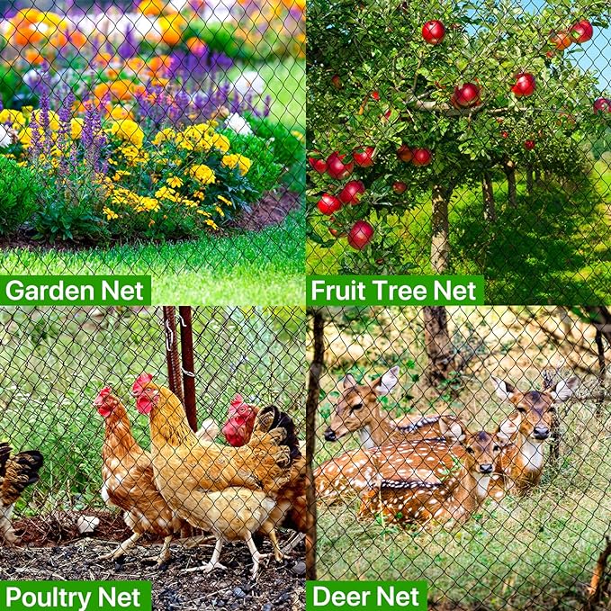 Bird Netting - 50x 50ft Black Poultry Net with 1" Square Mesh Protect Against Rodents Birds, Hawk, Squirrel and Other Animals, Durable & Reusable Anti-Bird Netting use for Fence, Farm & Orchard