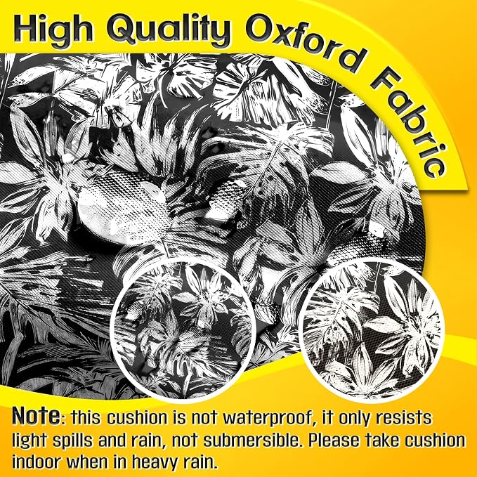 MAGIC ELEPHANT Outdoor Bench Cushion, Memory Foam Loveseat Cushion for Patio Furniture Wicker Chair, Settee Porch Swing Seat Cushion, 44 x 19 Inches (Black Monstera)