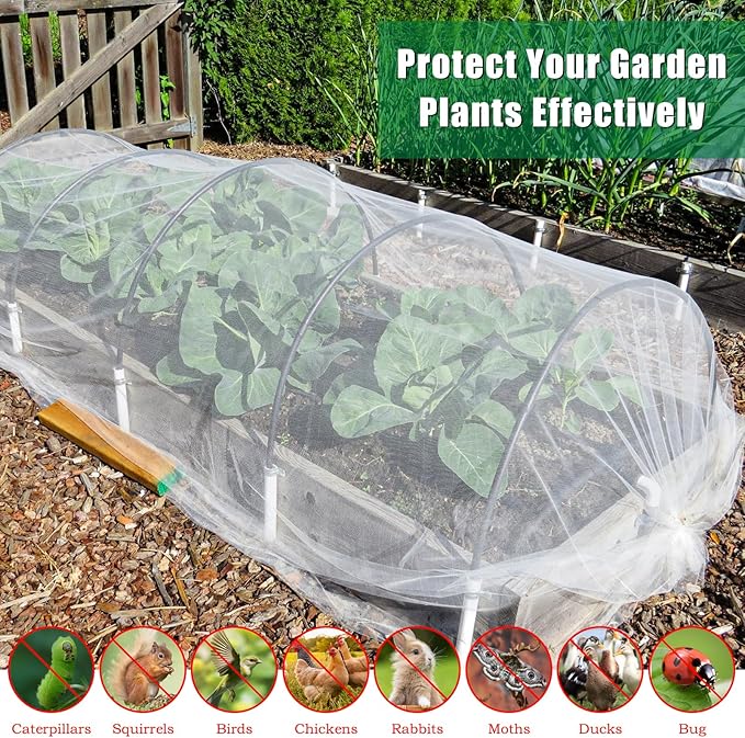 10 X 100 FT Garden Mesh Netting Pest Barrier for Raised Beds, Fruit Tree Netting for Cicadas, Bird Insect Nettings for Garden, Blueberry Bush Strawberry Netting Cover for Garden Protection