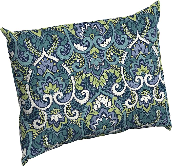 Arden Outdoor Cushion Pillow Back, 23 x 17, Rain-Proof, Fade Resistant Sapphire Aurora Blue Damask