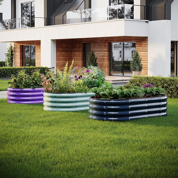 ZFHgarden Galvanized Metal Planter Round Raised Garden Bed Kit for Gardening Outdoor，3x3x1ft Grow Garden Box Raised Flower Bed，Round Galvanized Planter Outdoor Large Metal Fire Pit Ring