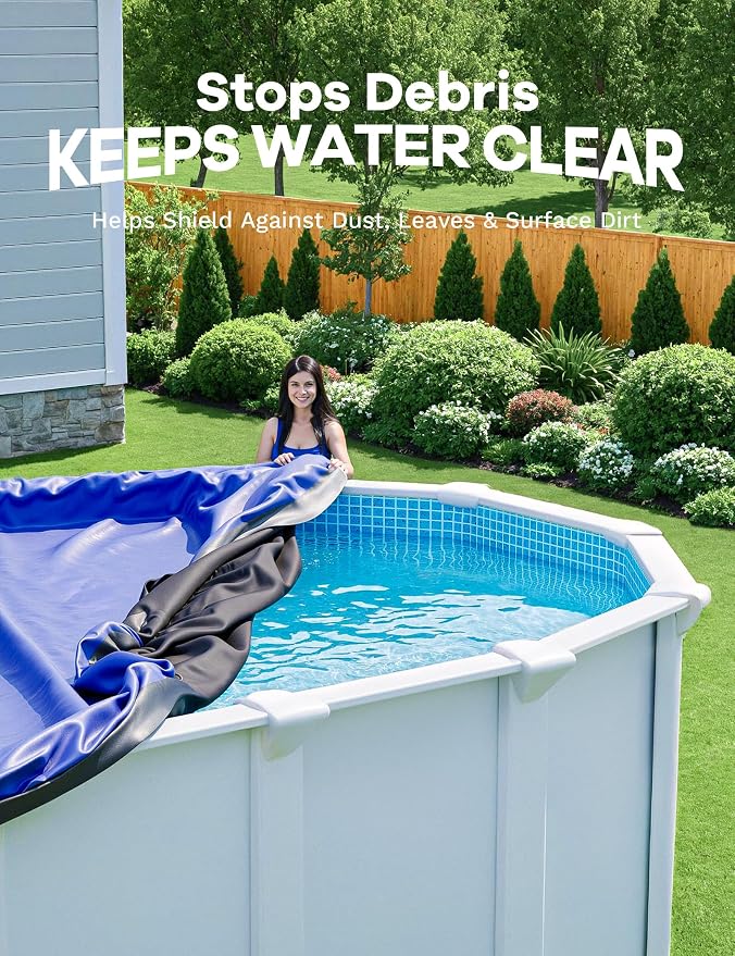POOLHACKER 21x41 FT Oval Pool Cover – 420D Extra Thick Winter Pool Cover for Above Ground Pools, 4 Ft Overlap with Pulley & Cable