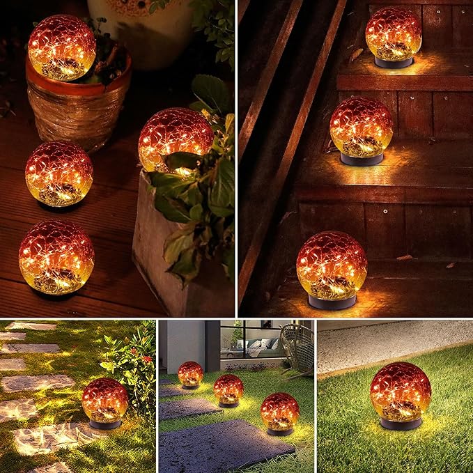 MLKNK Solar Globe Lights Outdoor Waterproof-Solar Balls-Solar Garden Lights-Orbs for Outside 2 Pack Cracked Glass Ball for Lawn Patio Yard Backyard Decorations