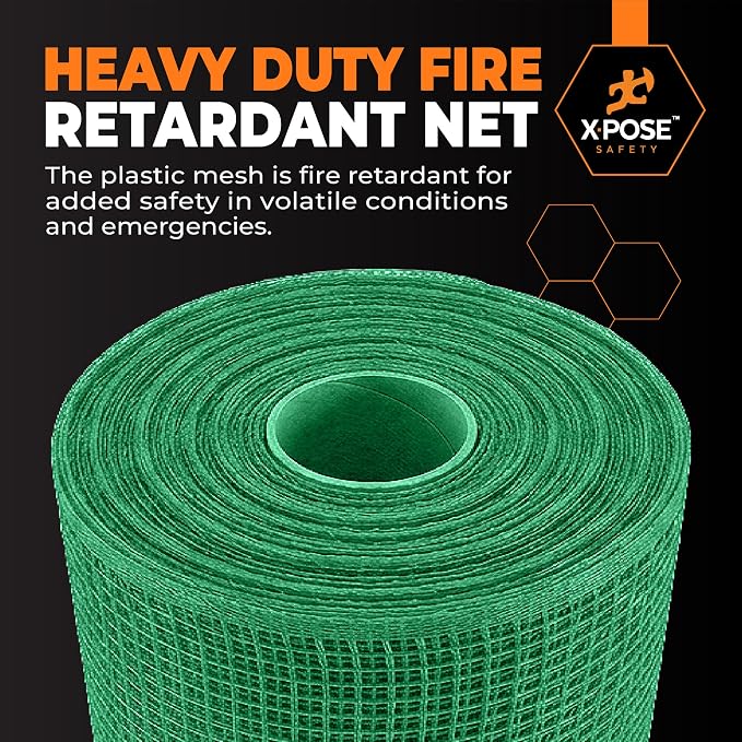 Xpose Safety Construction Safety Netting – 8.5' x 150', 1/4" Mesh Scaffold Safety Net, Temporary Material Roll, Visibility Fence, Heavy-Duty Fire Retardant, Green (18-Pack)