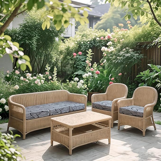 FORCHEER Ourdoor Cushion Covers 20X20 Waterproof 3 Pieces Floral Printed Stretch Patio Chair Cushino Covers for Rattan Patio Furniture Replacement