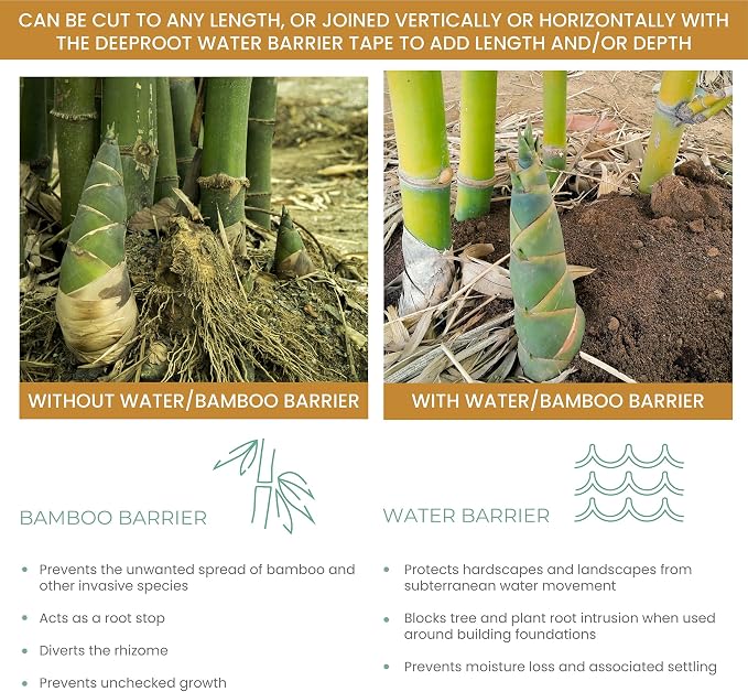 DeepRoot Water Barrier, Versatile Bamboo Barrier, Easy-to-Install Garden Barrier for Landscaping and Protection, Durable, Flexible, 24" x 100' Roll-30 mil Thickness, Black (WB 24/30-100)