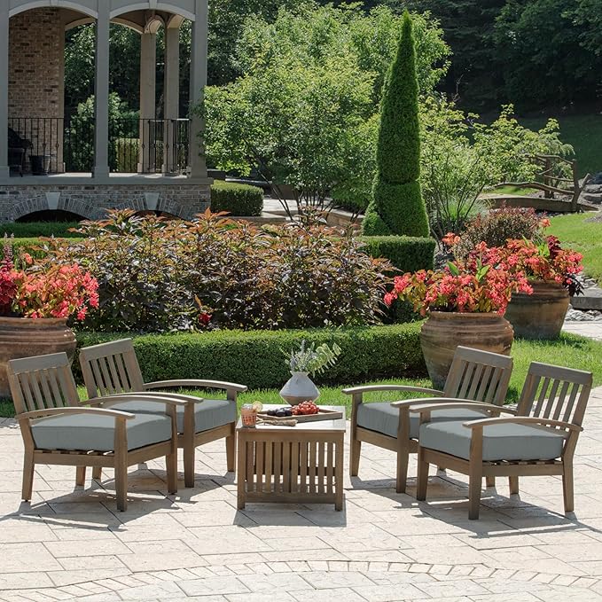 Arden Outdoor Deep Seat Bottom Cushion, 24 x 24, Rain-Proof, Fade Resistant 24 x 24, Stone Grey Leala