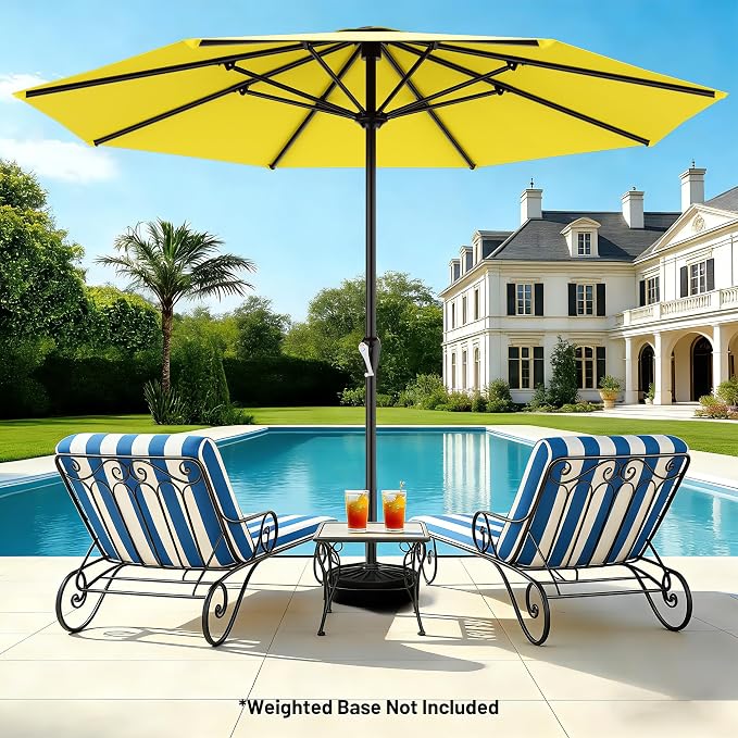 AreShark 12 FT Patio Umbrella for Outdoor, Outdoor Table Umbrella with Push Button Tilt and Crank, Outdoor Patio Umbrellas with 8 Sturdy Ribs, Patio Umbrellas for Market, Garden, Pool (Yellow)