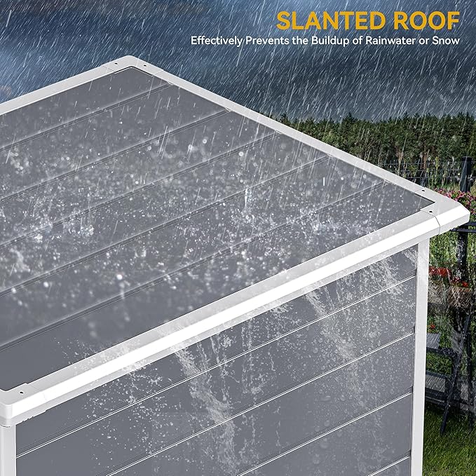 DWVO 5x3 FT Outdoor Storage Shed with Reinforced Floor, All-Weather Resin Storage Shed with Window & Lockable Door, Waterproof Plastic Tool Storage for Garden Patio