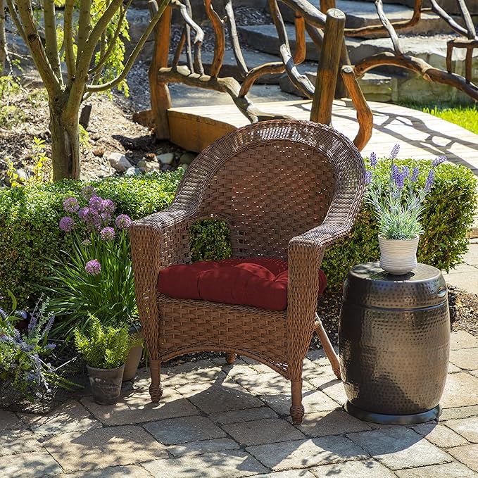 Arden Indoor/Outdoor Rocking Chair Or Wicker Chair Cushion, 2-Pack, 20 x 18, Water Repellent, Rain Proof, Fade Resistant Cushion for Rocking Or Rounded Back Chair Ruby Red Leala