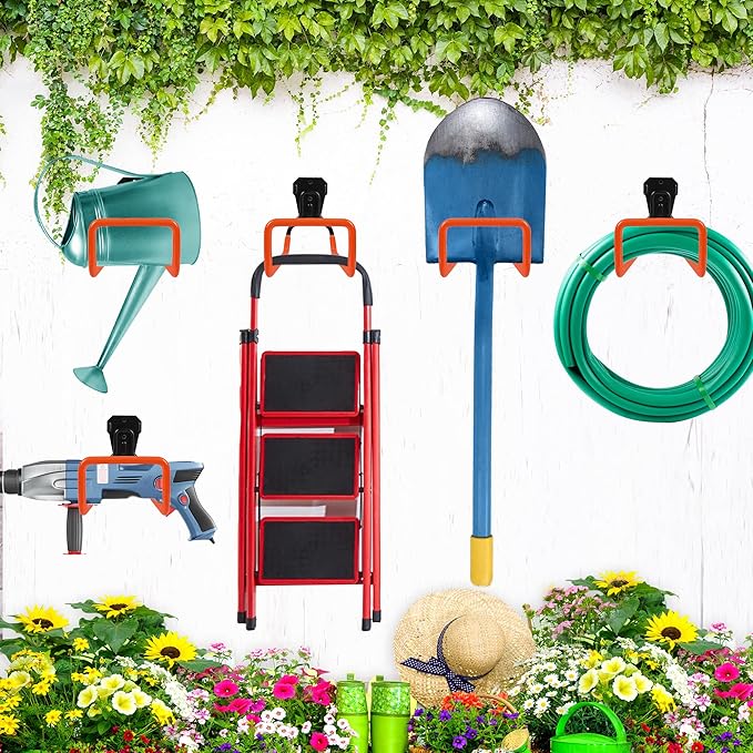 PeoMev Garden Hose Holder Wall Mount Heavy Duty Garden Hose Hanger Free Standing Metal Hose Rack for Outside Yard and Garage
