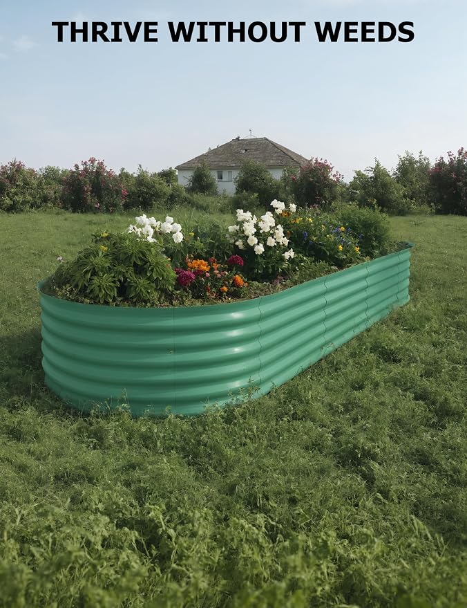Hipicute 10x4x1.5ft Raised Garden Bed,Galvanized Raised Planter Boxes Outdoor with Easy Assembly, Large Garden Bed for Vegetables, Fruits, Flower,Raised Garden Bed,Green