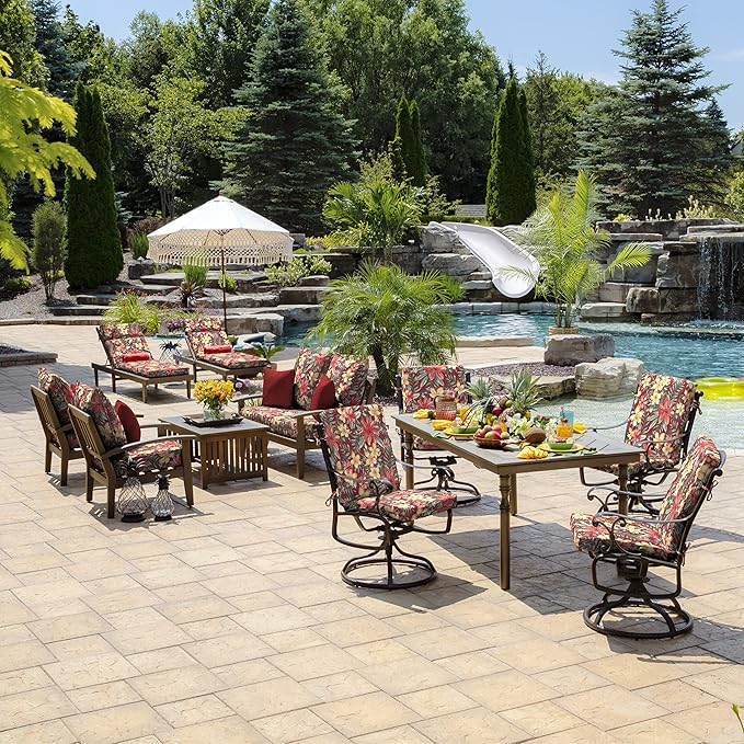 Arden Outdoor Deep Seat Cushion Set (4-Pack), 24 in x 24 in, Weather-Proof, Rain-Proof, Fade Resistant Patio Cushion for Chair, Sofa, and Couch Ruby Clarissa
