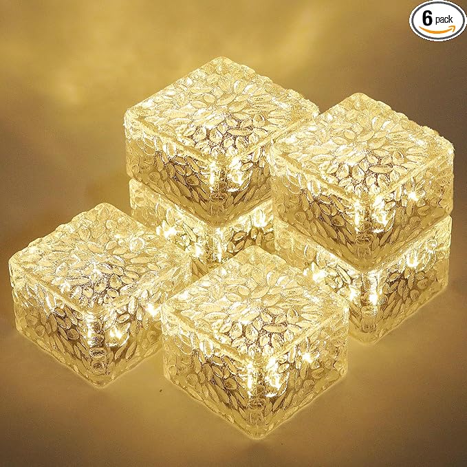 MLKNK Solar Brick Lights-Outdoor Solar Lights for Yard-Solar Brick Landscape Path Light 6 Pack LED Light Brick Garden Decor for Pathway Patio Walkway Backyard Decoration