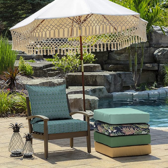 Arden Outdoor Deep Seat Cushion Set (4-Pack), 24 in x 24 in, Weather-Proof, Rain-Proof, Fade Resistant Patio Cushion for Chair, Sofa, and Couch Alana Tile