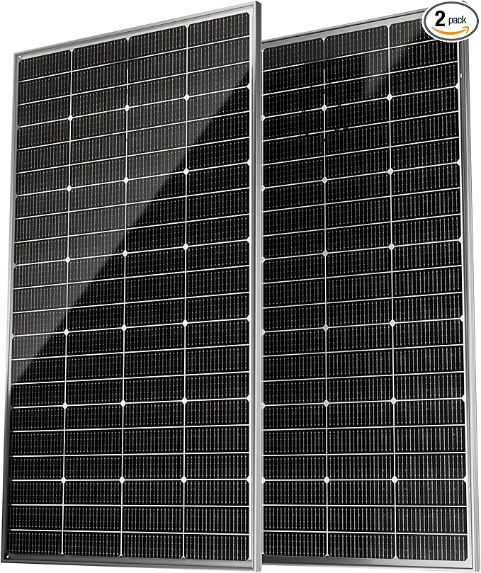 Epoch 400W Bifacial Solar Panels,N-Type 12/24 Volt Monocrystalline Solar Panel, High-Efficiency Waterproof Solar Module for RV Camping, Boat, Marine,Off-Grid[200w×2pcs]