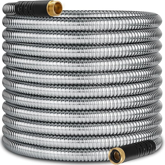 150 ft Stainless Steel Garden Hose - 2026 New Upgraded Metal Water hose - Flexible Water Hoses Pipes with Latex Core, 3/4" Solid Brass Connector - No-Expandable Watering Garden Hoses