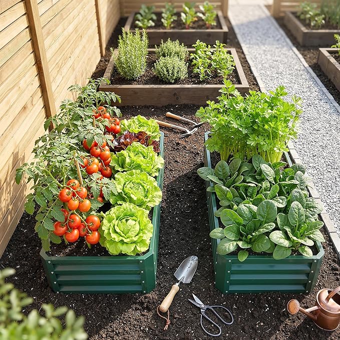 Outsunny Galvanized Raised Garden Bed, 4' x 2' x 1' Metal Planter Box, for Growing Vegetables, Flowers, Herbs, Succulents, Green