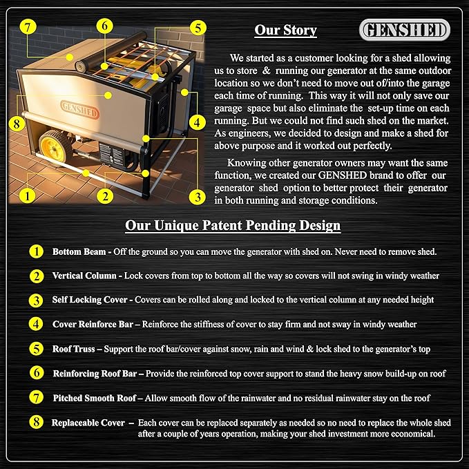 Generator Shed For Storing & Running Generator Outdoor - Combining Generator Covers While Running & Generator Covers for Outside Storage into one (GCE)