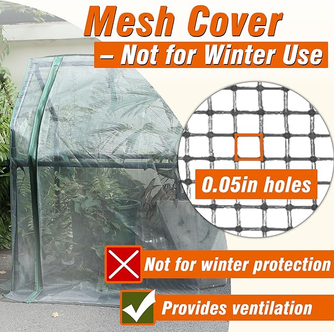 Gardzen Mini Greenhouse with Zipper Mesh Cover, Steel Frame Portable Outdoor Greenhouse, Enhanced Ventilation, Ideal for Spring, Summer & Fall 71.7"(L) x36.2(W) x42.5(H)