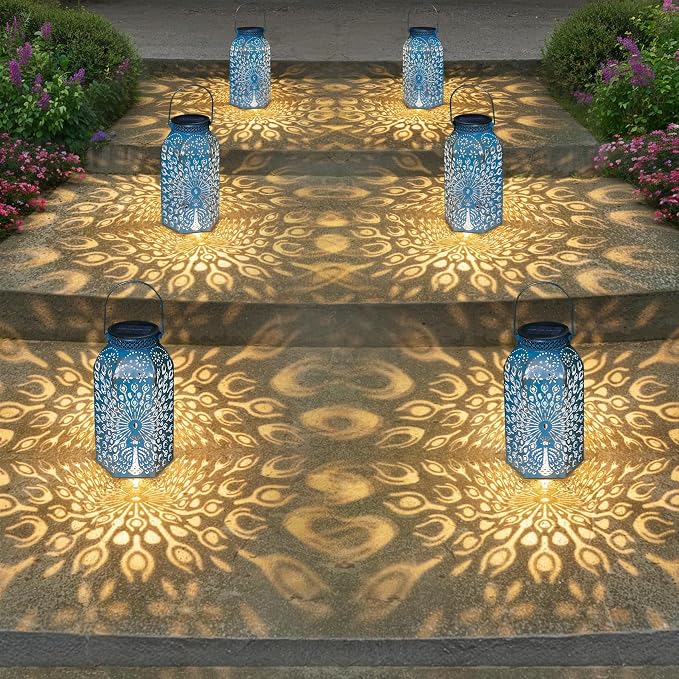 Garden Gifts for Women Solar Lanterns Outdoor Waterproof Peacock Garden Gifts Mom, Big Solar Lights, Garden Decor, Yard Art, Mothers' Day Birthday Gifts Grandma Grandpa(2Pack, Blue Gold