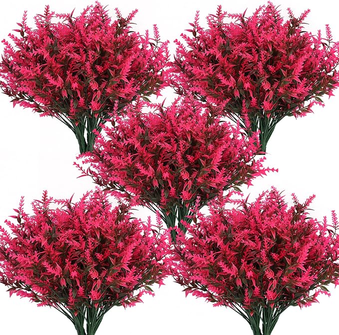 RECUTMS Spring Decoration Artificial Flowers Outdoors Greenery | 36Pcs,Fake Shrubs Greenery Plants Indoor UV Resistant Plastic Faux Bouquets for Outdoor Home Garden Porch Decoration