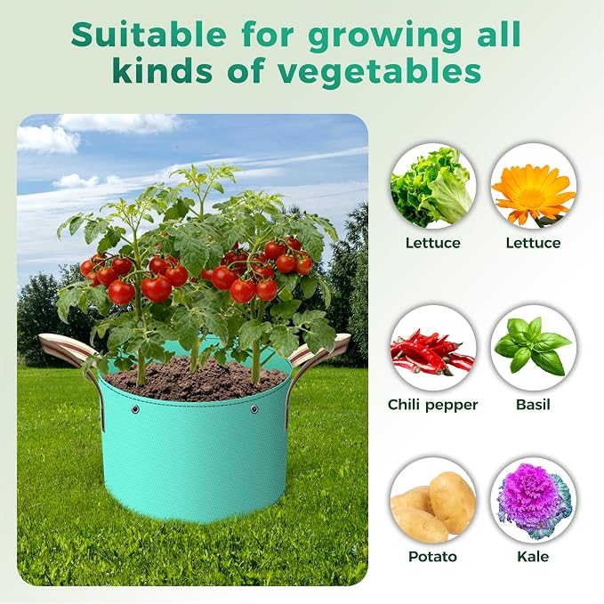 7 Pcs 3 Gallon Potato Grow Bag, PE Garden pots Plant Grow Bag with Branch-Binding Holes and Drain holefor for Vegetables, Strawberries, Flowers