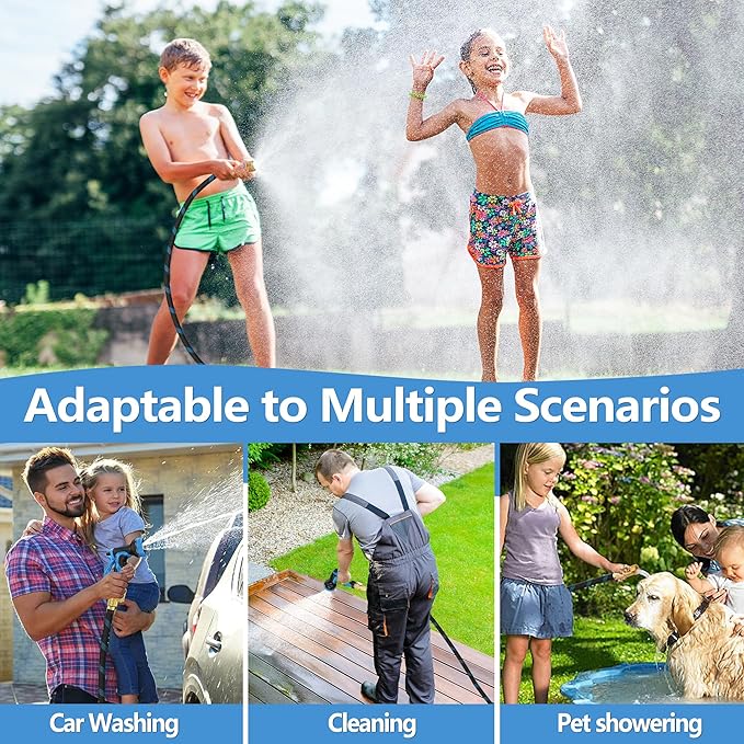 100 ft Garden Hose - 2026 New Upgraded Flexible Water Hose - Ultra Lightweight Kink-free Car Washing Pipe with 10 Function Sprayer and 3/4" Solid Brass Fittings - Durable,Leak proof Garden Hoses