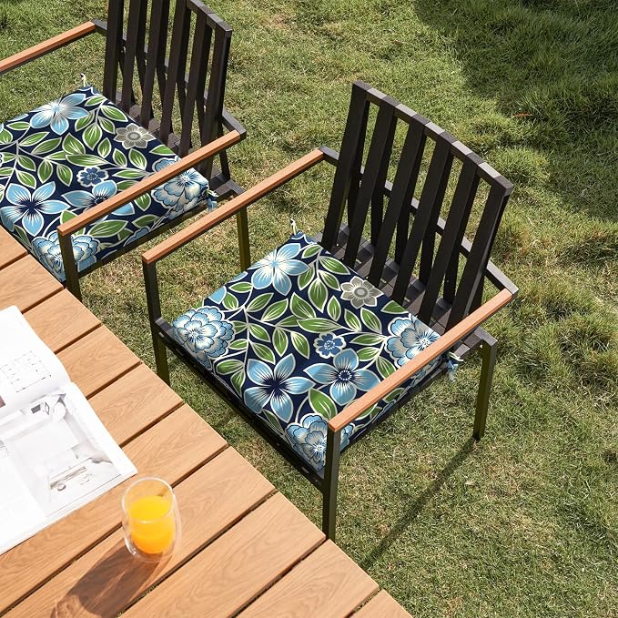 DYTXIII Set of 2 Outdoor Chair Cushions, Water Resistant 18.5"x16"x2" Square Seat Cushion for Patio Dining Chairs, High-Density Replacement Pads for Indoor Outdoor Furniture - Azure Symphony‌