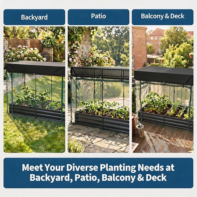 6x3x1Ft Galvanized Raised Garden Bed Kit w/Self Watering Irrigation & Mesh Cover, Metal Bottomless Raised Planter Box for Veggies Herbs Flowers, Rustproof Elevated Garden Bed Backyard Patio Farm