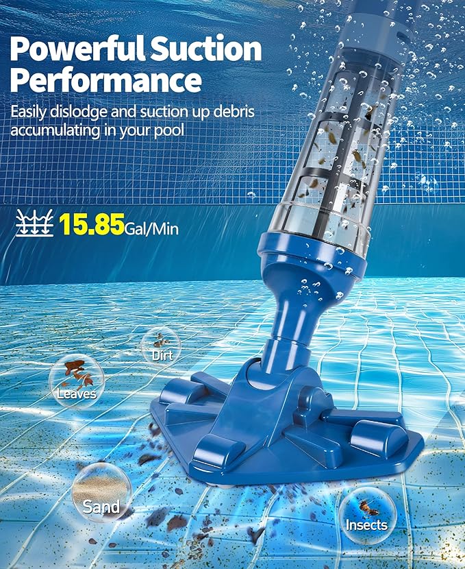 2026 Upgraded Powerful Hot Tub Vacuum Cordless, 15.8 Gals/Min Spa Vacuum for Hot Tub, Handheld Pool Vacuum Cleaner with Water Sensor, Small Pool Vacuum Rechargeable -90 Mins Running Time-Blue