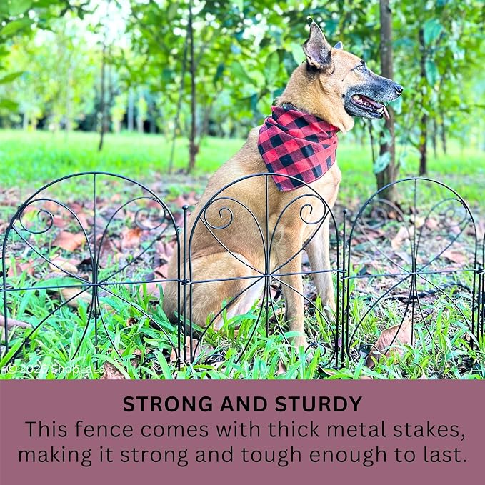 ShopLaLa Decorative Garden Fence (20 Panels) 12.5in(L) x 16.5in(H) Rustproof Black Metal Wire, Animal Barrier Fences for Dogs, Flower Bed Edging Landscape Border Yard Patio Butterfly Outdoor Decor