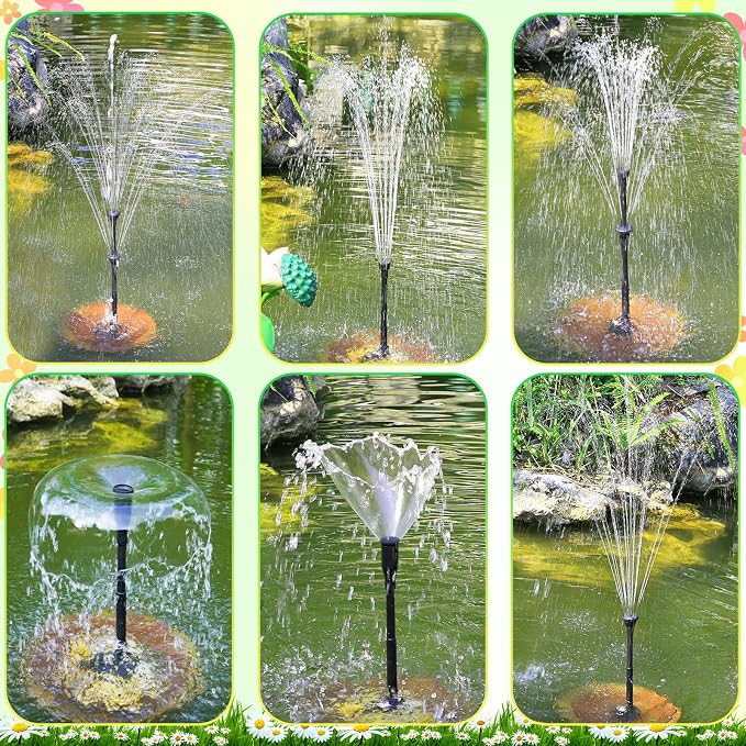 AMZtime 20W Solar Fountain Pump with 2500mAh Battery and 12 LED Lights, Solar Powered Water Pump for Bird Bath, Pond, Garden, Fish Tank, and Waterfall, Long Cord, Easy DIY Setup, 2026 Upgraded Version