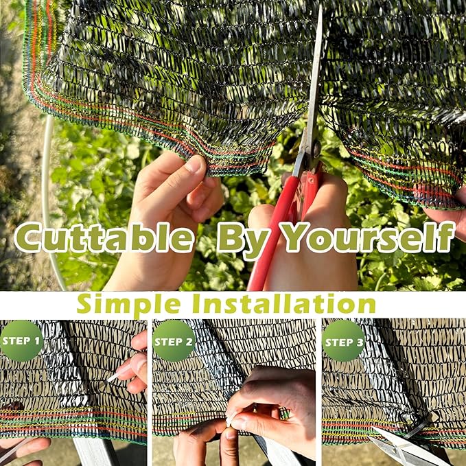 55% Shade Cloth for Garden, Sunblock Mesh UV Resistant Net for Vegetables Flowers Greenhouse Raised Bed, Plant Shade Cover from Sun, Black (6X8 FT)