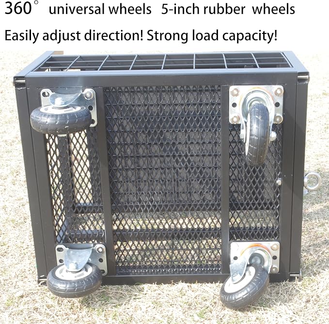 Garden Work Seat with Universal Wheels Lawn Patio Metal Heavy Duty Gardenning Cart with Seat - Garden Rolling Stools Black Green (Black, Extra Large)