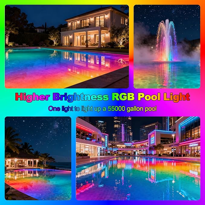 LED Pool Light Bulb for Inground Pools – RGBW 70W Swimming LED Pool Lights, 12 Color Modes, Adjustable Brightness & Speed, Remote Control, Energy Efficient, E26 Base