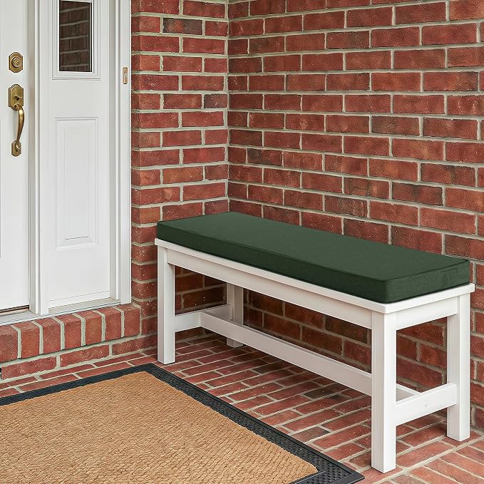 Outdoor Bench Cushion, Water-Resistant & Fade-Resistant, Porch Swing Cushions with Ties, Patio Furniture Seat Pads for Entryway Settee, Removable Cover Non-Slip Bottom, 36 x 14 Inch, Olive Green